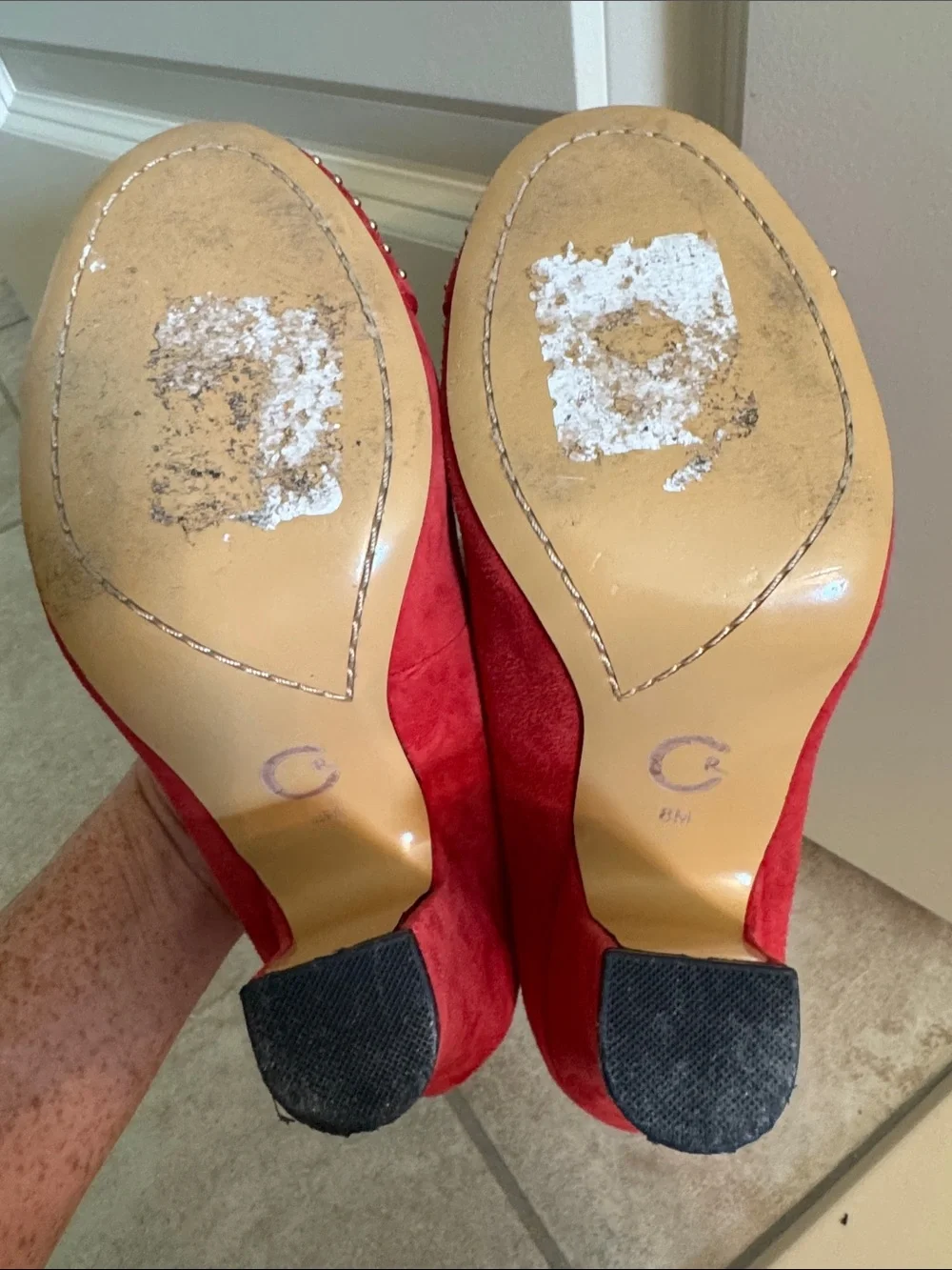Cynthia Rowley Red Suede Studded Pumps